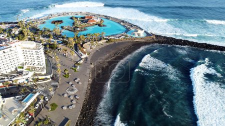 Photo for Aerial view of Puerto de la Cruz coastline, Tenerife island, Spain. Travel destination. Touristic place - Royalty Free Image