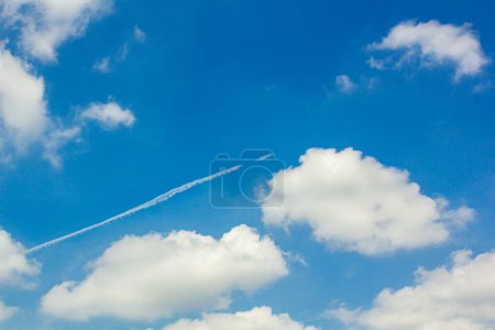 Clouds floating in blue sky, natural background.