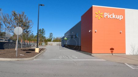 Photo for Grovetown, Ga USA - 12 25 22: Walmart grocery store exterior clear blue sky road to back of building - Royalty Free Image