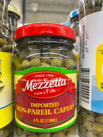 Photo for Grovetown, Ga USA - 10 25 22: Grocery store Mezzetta capers glass jar - Royalty Free Image