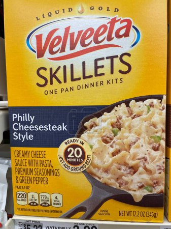 Photo for Grovetown, Ga USA - 03 10 23: Grocery store Velveeta Skillets dinner box Philly cheese steak - Royalty Free Image