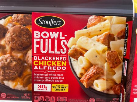 Photo for Grovetown, Ga USA - 03 10 23: Grocery store Stouffers frozen dinner bowls - Royalty Free Image