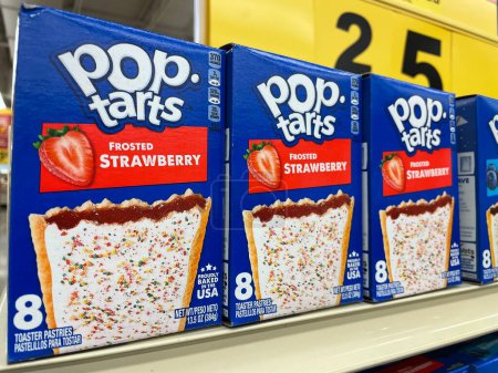 Photo for Grovetown, Ga USA - 11 10 22: Grocery store Pop Tarts frosted strawberry on a shelf - Royalty Free Image