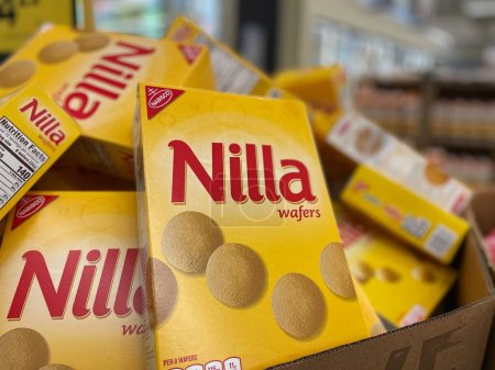 Photo for Grovetown, Ga USA - 11 10 22: Grocery store Nilla wafer cookies display bin - Royalty Free Image