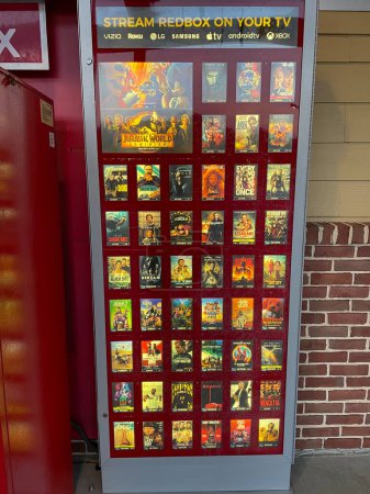 Photo for Grovetown, Ga USA 09 03 22: Red Box DVD kiosk vending machine close up - Royalty Free Image