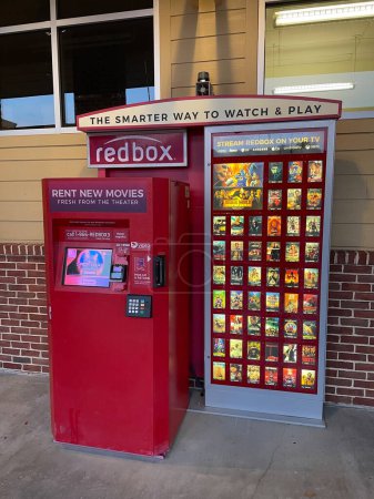 Photo for Grovetown, Ga USA 09 03 22: Red Box DVD kiosk vending machine front view movie rentals - Royalty Free Image