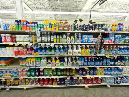 Photo for Grovetown, Ga USA - 10 22 22: Cleaning chemical section in a grocery store with prices - Royalty Free Image