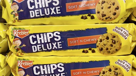 Photo for Grovetown, Ga USA - 01 29 22: Chips Ahoy cookies in a store shelf soft and chewy deluxe Food lion grocery store - Royalty Free Image