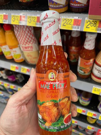 Photo for Grovetown, Ga USA - 08 19 23: Walmart retail store interior Mae Ploy Sweet chili sauce - Royalty Free Image