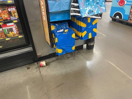 Photo for Grovetown, Ga USA - 08 19 23: Walmart retail store interior busted glass on floor - Royalty Free Image