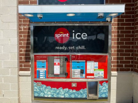 Photo for Grovetown, Ga USA - 08 19 23: Sprint convenience store automated ice vending machine - Royalty Free Image