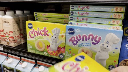 Photo for Augusta, Ga USA - 03 10 23: person stocking Easter Bunny Pillsbury cookies chick - Royalty Free Image