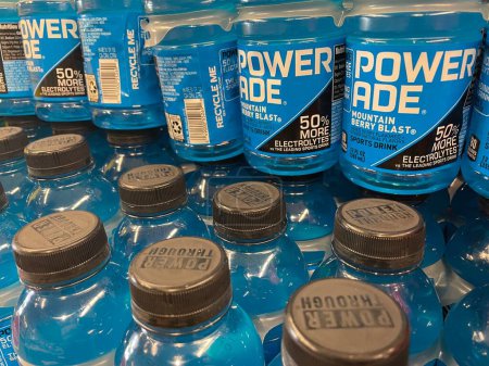 Photo for Grovetown, Ga USA - 07 16 23: IGA Grocery store powerade display back to school close up - Royalty Free Image