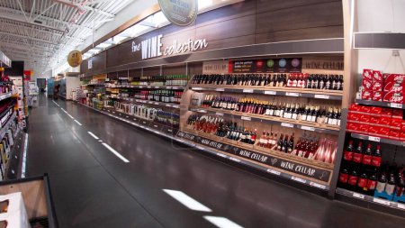 Photo for Grovetown, Ga USA - 05 20 22: LIDL Retail grocery store fine wine collection wall - Royalty Free Image