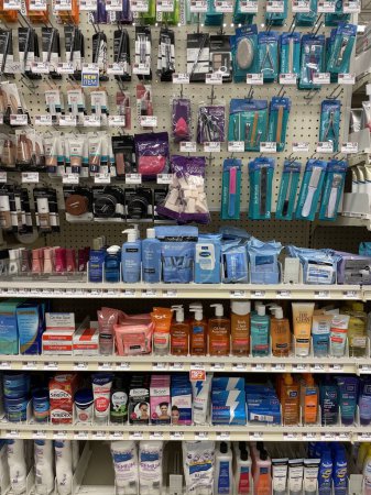 Photo for Grovetown, Ga USA - 04 30 22: Food Lion grocery store female toiletries and needs - Royalty Free Image