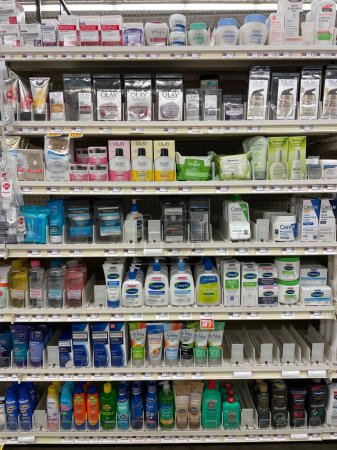 Photo for Grovetown, Ga USA - 04 30 22: Food Lion grocery store hand and face lotion section and prices - Royalty Free Image