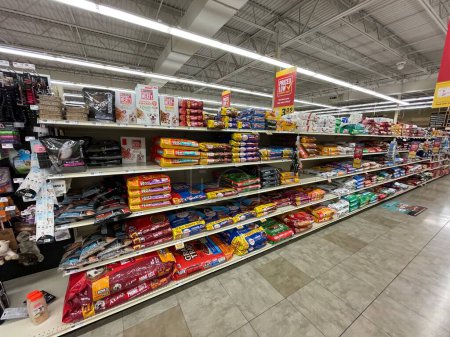 Photo for Grovetown, Ga USA - 04 23 22: Food Lion grocery store dog food aisle wide view - Royalty Free Image