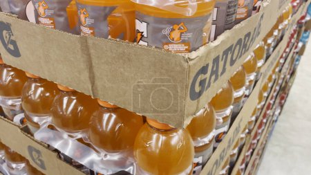 Photo for Grovetown, Ga USA - 04 14 23: Food Lion grocery store Gatorade sports drink 8 packs display tilt - Royalty Free Image