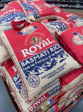 Photo for Grovetown, Ga USA - 09 08 23: Walmart grocery store Royal rice display large 20 pounds close up - Royalty Free Image