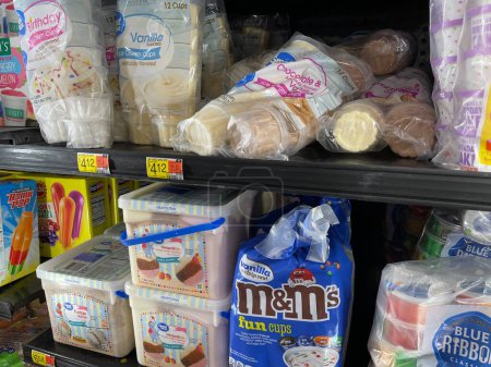 Photo for Grovetown, Ga USA - 09 08 23: Walmart grocery store ice cream treats frozen food section - Royalty Free Image