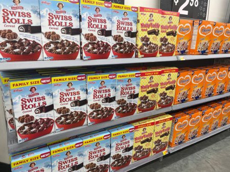 Photo for Grovetown, Ga USA - 09 08 23: Walmart grocery store Little Debbie snack cake cereal wall display - Royalty Free Image