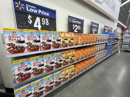 Photo for Grovetown, Ga USA - 09 08 23: Walmart grocery store Little Debbie snack cake cereal wall display - Royalty Free Image