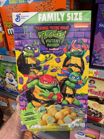 Photo for Grovetown, Ga USA - 11 03 22: Walmart retail store interior Ninja turtles cereal - Royalty Free Image