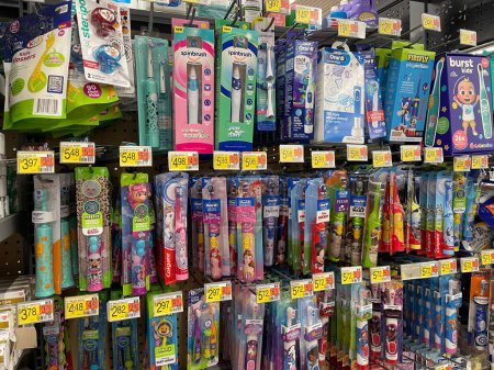 Photo for Grovetown, Ga USA - 11 03 22: Walmart retail store oral care toothbrush section - Royalty Free Image
