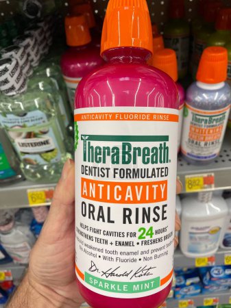 Photo for Grovetown, Ga USA - 11 03 22: Walmart retail store oral care Therabreath oral rinse - Royalty Free Image