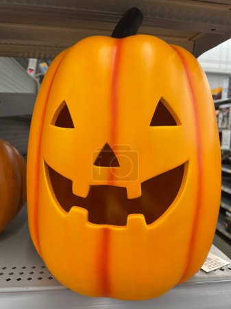 Photo for Grovetown, Ga USA - 11 03 22: Walmart retail store oral care Halloween section pumpkin ornament - Royalty Free Image