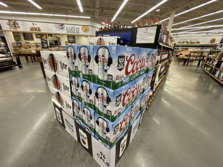 Photo for Grovetown, Ga USA - 10 25 23: Walmart grocery store Coors beer holiday display - Royalty Free Image