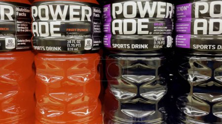 Photo for Grovetown, Ga USA - 02 01 22: Food Lion Grocery store Powerade grape and Orange sports drink - Royalty Free Image