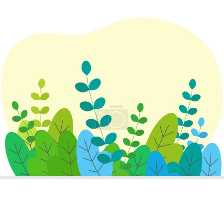 Téléchargez les illustrations : Arbuste buisson arbuste arbre simple abstrait plat dessin animé vecteur illustration. - en licence libre de droit