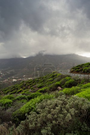 Vista panorámica. San Bartolomé de Tirajana paisaje en un día nublado. Gran Canaria. Islas Canarias