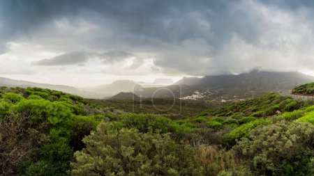 Panoramablick. San Bartolom de Tirajana Landschaft an einem bewölkten Tag. Gran Canaria. Kanarische Inseln