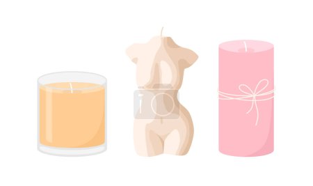 Illustration for Set of candles isolated on a white background. Flat vector illustration - Royalty Free Image