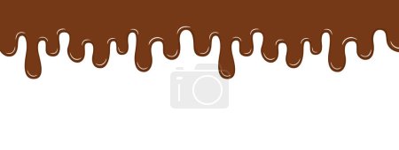 Ilustración de Flujo de chocolate marrón derretido aislado sobre fondo blanco. Ilustración vectorial plana - Imagen libre de derechos