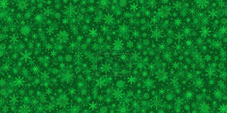 Ilustración de Patrón de invierno verde con copos de nieve. Fondo de Navidad. Ilustración vectorial - Imagen libre de derechos