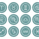 Vector set of green and white zodiac signs isolated on a white background