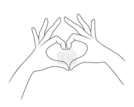 Photo for Two hands showing a heart sign on white background. Vector illustration in linear style - Royalty Free Image