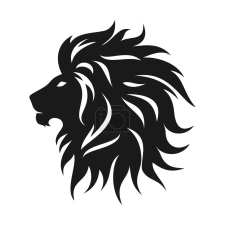 Ilustración de Silueta de perfil negro de una cabeza de león sobre un fondo blanco, ilustración vectorial - Imagen libre de derechos