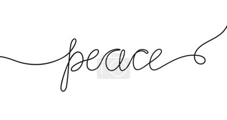 Illustration for Continuous handwritten word peace on a white background, vector illustration - Royalty Free Image