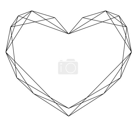 Photo for Black outlines geometric Heart frame,  isolated illustration. Element for valentines or wedding stationery and greetings cards - Royalty Free Image