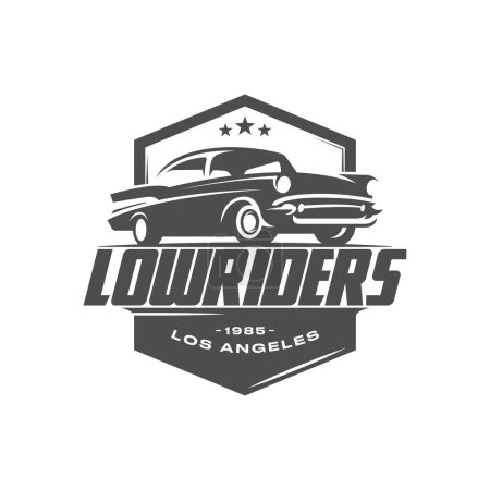 Téléchargez les illustrations : Logo Lowriders. Étiquette de voiture rétro, badge - en licence libre de droit