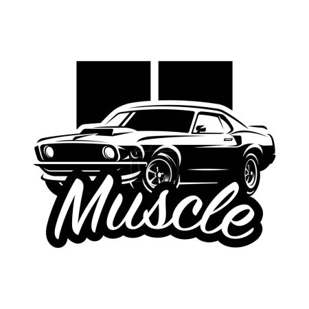 Téléchargez les illustrations : Logo rétro de voiture de muscle, bannière, emblème. T-shirt vintage imprimé - en licence libre de droit