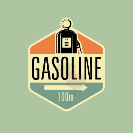 Illustration for Retro Gasoline emblem, sign. Vector illustration - Royalty Free Image