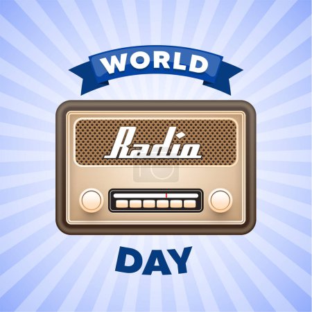 Ilustración de Banner del Día Mundial de la Radio, cartel. Ilustración vectorial - Imagen libre de derechos