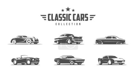 Ilustración de Ilustración de coches clásicos. Vector logo del coche - Imagen libre de derechos