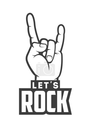 Let's Rock emblem. Retro-Plakat, Flyer, Banner. Vektorillustration