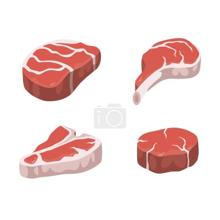 Illustration for Realistic steaks. Vector. Isolated on white background. - Royalty Free Image